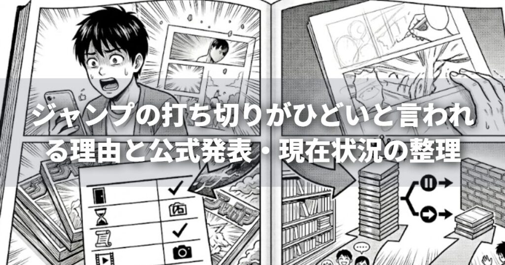 ジャンプの打ち切りがひどいと言われる理由と公式発表・現在状況の整理