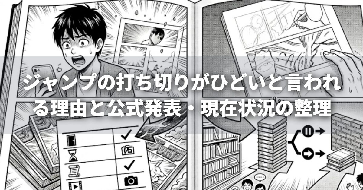 ジャンプの打ち切りがひどいと言われる理由と公式発表・現在状況の整理
