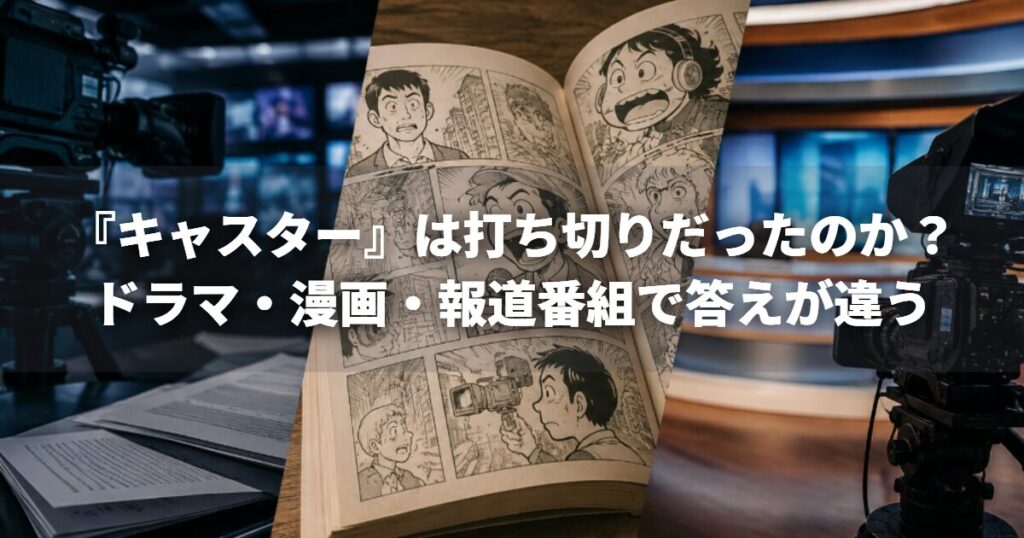 『キャスター』は打ち切りだったのか？ドラマ・漫画・報道番組で答えが違う